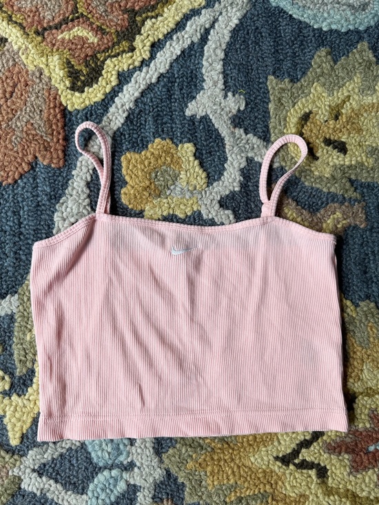 Nike Tops - Nike Light Pink Ribbed Cropped Tank Top Embroidered Logo Size Medium